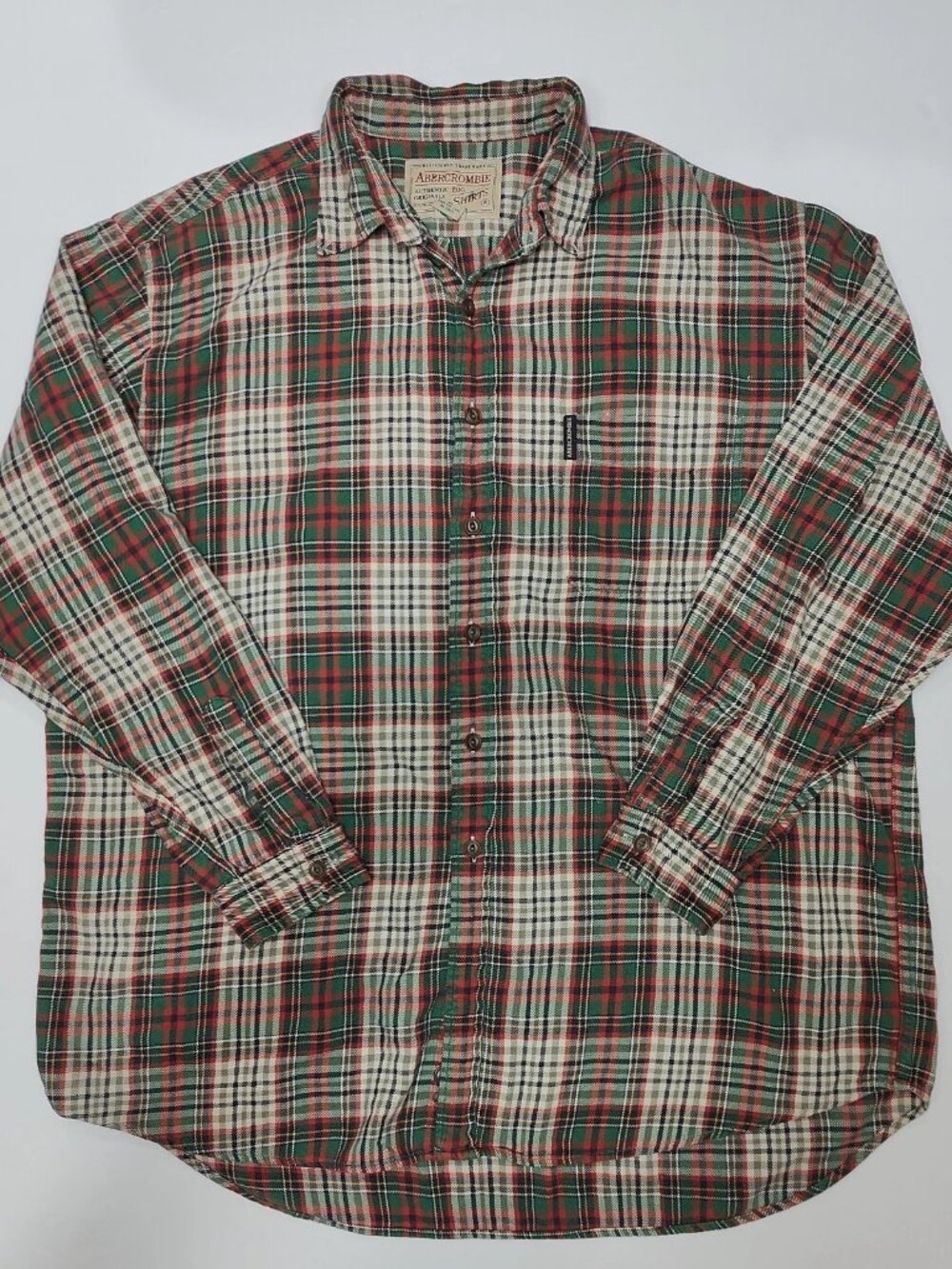 Abercrombie Authentic Originals Big Shirt Mens XL Red Green Plaid Cotton